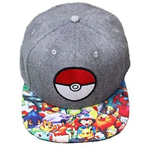 Poké Ball Pokémon Snapback Hat Grey Adjustable Baseball Cap